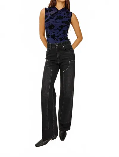 Rails Lauris Velvet-flocked Top In Navy In Blue