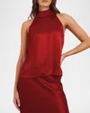 Rails Leah Satin Blouse In Scarlet
