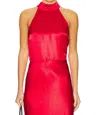 Rails Leah Satin High Neck Top In Scarlet In Pink