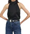 Rails Leah Sleeveless Halter Top In Black Crinkle