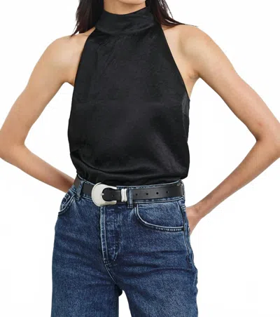 Rails Leah Sleeveless Halter Top In Black Crinkle