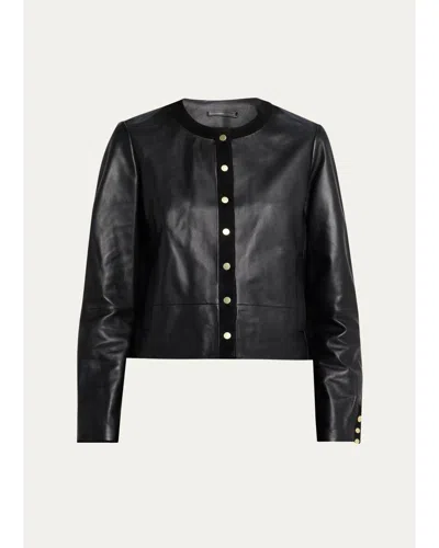Rails Leather Boxy Crop Jacket In Black