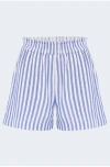 Rails Leighton Stripe Organic Cotton Gauze Shorts In Blue&#47;prints