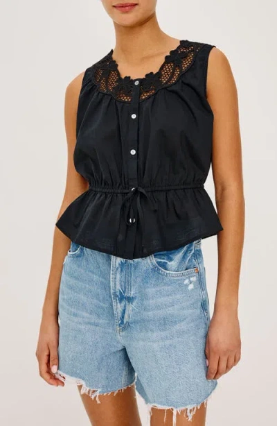 Rails Leilani Peplum Cotton Button-up Top In Black