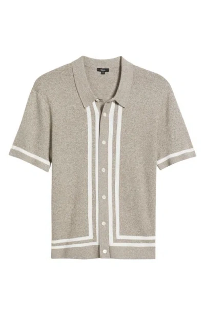 Rails Leo Cotton Blend Knit Button-up Polo In Oat Grey Melange