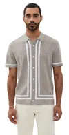 Rails Leo Cotton Blend Knit Button-up Polo In Oat Grey Melange