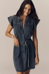 Rails Letta Flutter-sleeve Belted Denim Mini Dress