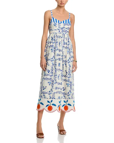 Rails Lexie Floral Border Print Cotton Dress In Blue