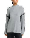 Rails Liam Laced Mock-neck Sweater In Heather Grey