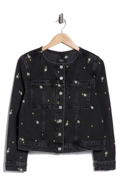 Rails Lido Floral Embroidered Denim Jacket In Black