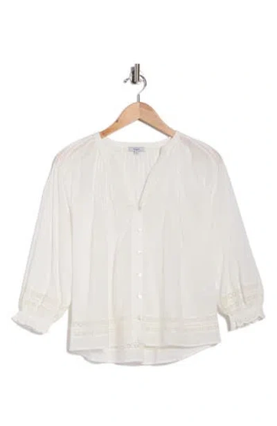 Rails Lilah Lace Trim Button-up Shirt In White