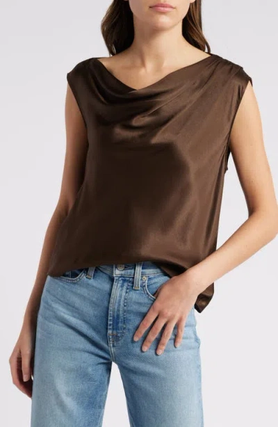 Rails Lilly Cowl Neck Satin Top In Dark Moss
