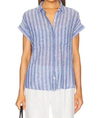 Rails Linen Shirt With Cito Collar In Lake View Stripe