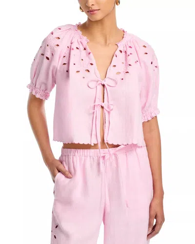 Rails Lizbeth Linen Top In Cherry Blossom Eyelet In Pink