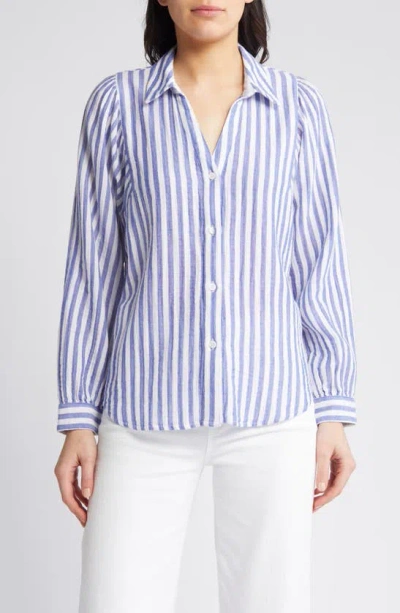 Rails Lo Stripe Organic Cotton Button-up Shirt In Blue