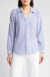 Rails Lo Stripe Organic Cotton Button-up Shirt In Blue