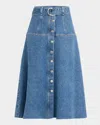 Rails Loma Belted Denim Midi Skirt In Blue