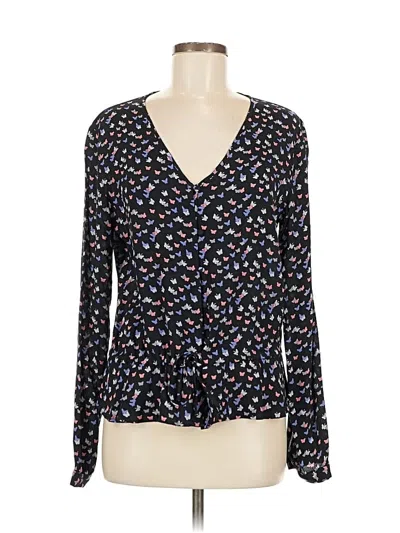 Pre-owned Rails Long Sleeve Blouse In Black