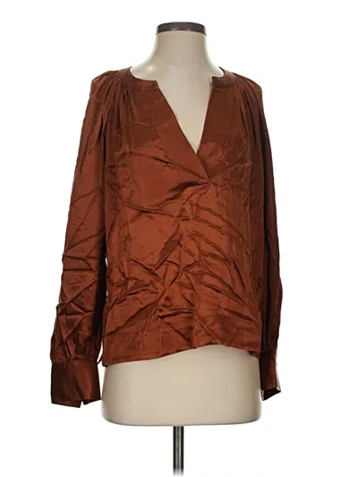 Pre-owned Rails Long Sleeve Blouse In Brown