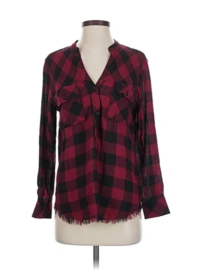 Pre-owned Rails Long Sleeve Blouse In Burgundy