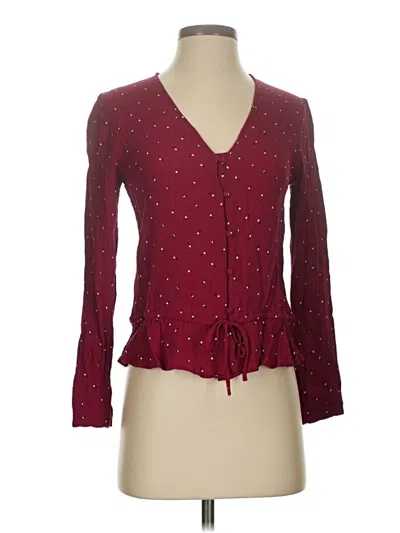 Pre-owned Rails Long Sleeve Blouse In Burgundy