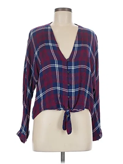 Pre-owned Rails Long Sleeve Blouse In Burgundy