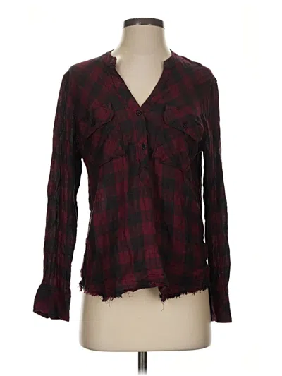Pre-owned Rails Long Sleeve Blouse In Burgundy