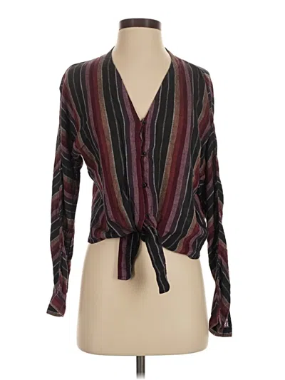 Pre-owned Rails Long Sleeve Blouse In Burgundy