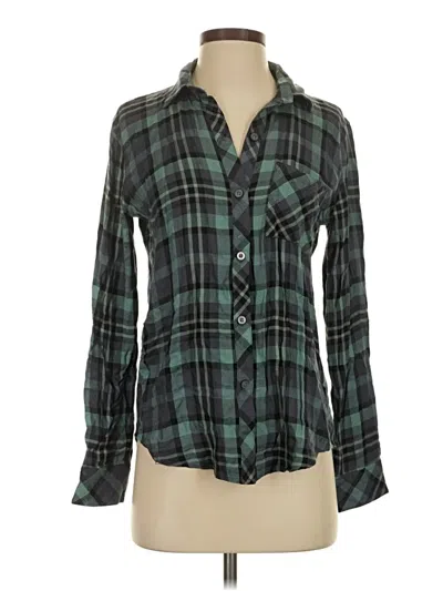 Pre-owned Rails Long Sleeve Blouse In Green