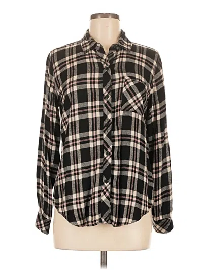 Pre-owned Rails Long Sleeve Henley Shirt In Black
