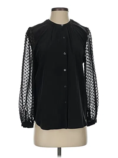 Pre-owned Rails Long Sleeve Silk Top Black Mock Neckline Tops