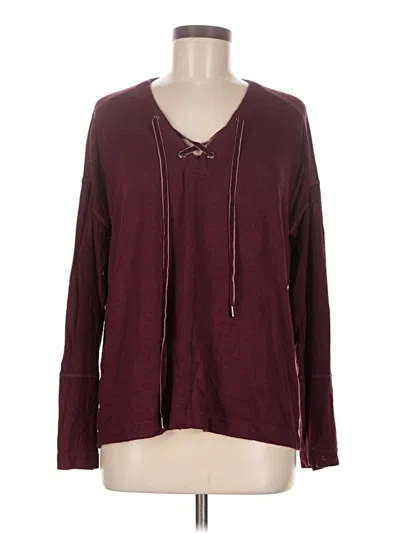 Pre-owned Rails Long Sleeve Top Burgundy Keyhole Neckline Tops