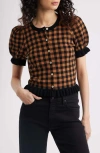 Rails Lora Gingham Short Sleeve Cardigan In Multi