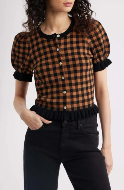 Rails Lora Gingham Short Sleeve Cardigan In Multi
