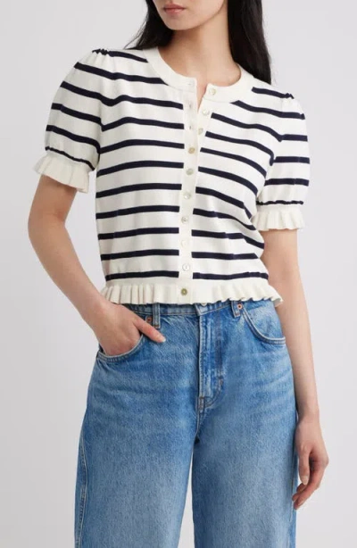 Rails Lora Stripe Short Sleeve Cardigan In Multi