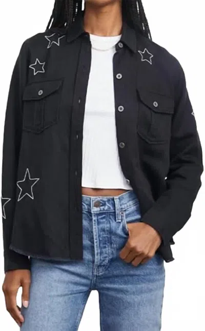 Rails Loren Shirt Jacket In Black Embroidered Stars In Multi