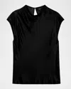 Rails Loretta Satin Cowl-neck Top In Black