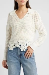 Rails Louise Open Stitch Scallop Sweater In White