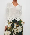 Rails Louise Open Stitch Scallop Sweater In White
