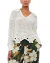Rails Louise Open Stitch Scallop Sweater In Ivory