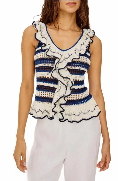 Rails Luci Top With Ruffle In Crete Stripe In Multi