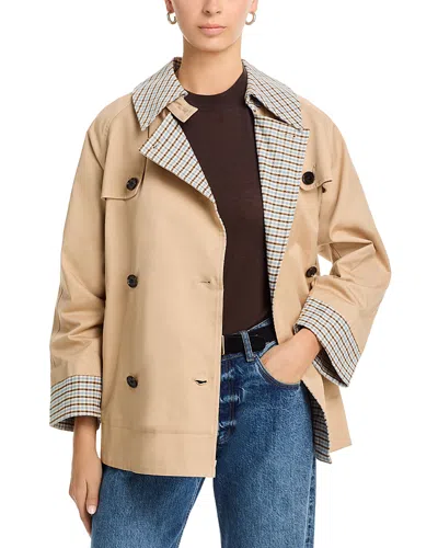 Rails Lucien Plaid Trim Double Breasted Jacket In Brown