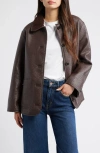 Rails Luis Faux Leather Jacket With Faux Shearling Collar In Brown