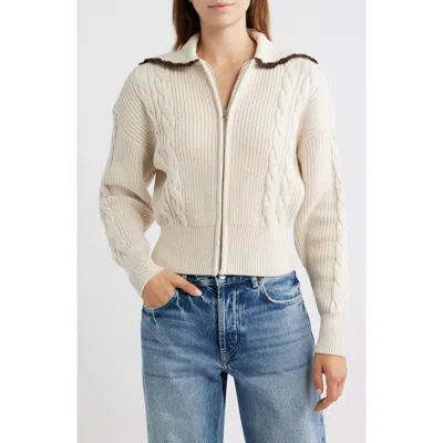 Rails Lune Cable Knit & Rib Cotton Blend Cardigan In Neutral