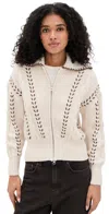 Rails Lune Whipstitch Detail Cotton Blend Bomber Sweater In Neutral
