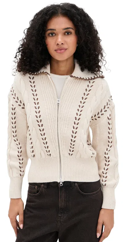 RAILS LUNE CARDIGAN OATMEAL BROWN WHIPSTITCH