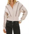 Rails Lune Whipstitch Detail Cotton Blend Bomber Sweater In Neutral