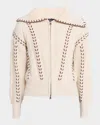 Rails Lune Whipstitch Zip Cardigan In Neutral