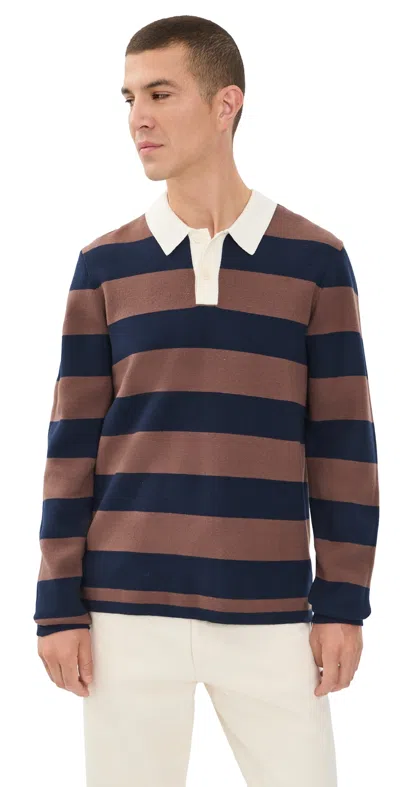 Rails Luther Polo Top Navy Carob Stripe In Multi