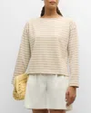 Rails Macy Stripe Long Sleeve Cotton T-shirt In Heather Beige Stripe